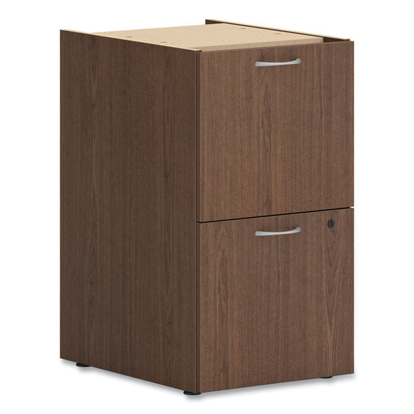 HON® Mod Support Pedestal, Left or Right, 2 Legal/Letter-Size File Drawers, Sepia Walnut, 15" x 20" x 28" (HONPLPSFFLE1)