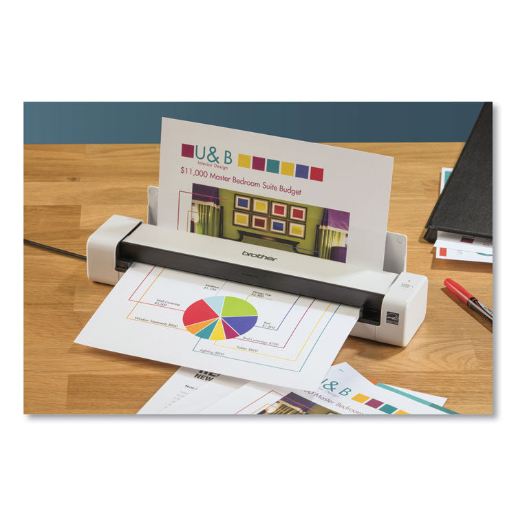 Brother DS-740D Duplex Compact Mobile Document Scanner, 600 dpi Optical Resolution, 1-Sheet Duplex Auto Document Feeder (BRTDS740D) Each