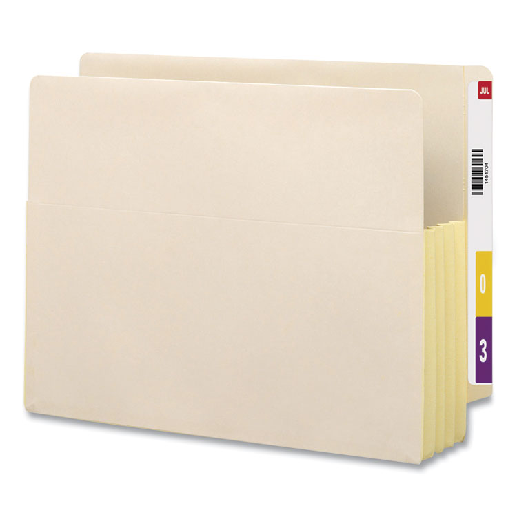 Smead™ Manila End Tab File Pockets with Tyvek-Lined Gussets, 3.5" Expansion, Letter Size, Manila, 10/Box (SMD75164) Pack of 10