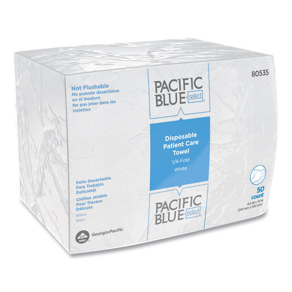 Georgia Pacific® Professional Pacific Blue Select Disposable Patient Care Washcloths, 1-Ply, 9.5 x 13, Unscented, White, 50/Pack, 20 Packs/Carton (GPC80535) Case of 10000