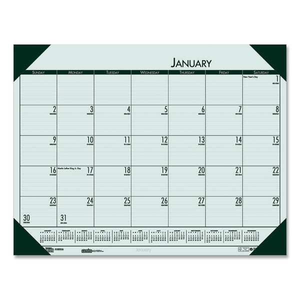 House of Doolittle™ EcoTones Recycled Monthly Desk Pad Calendar, 22 x 17, Green-Tint/Woodland Green Sheets/Corners, 12-Month (Jan to Dec): 2026 (HOD12471) Each