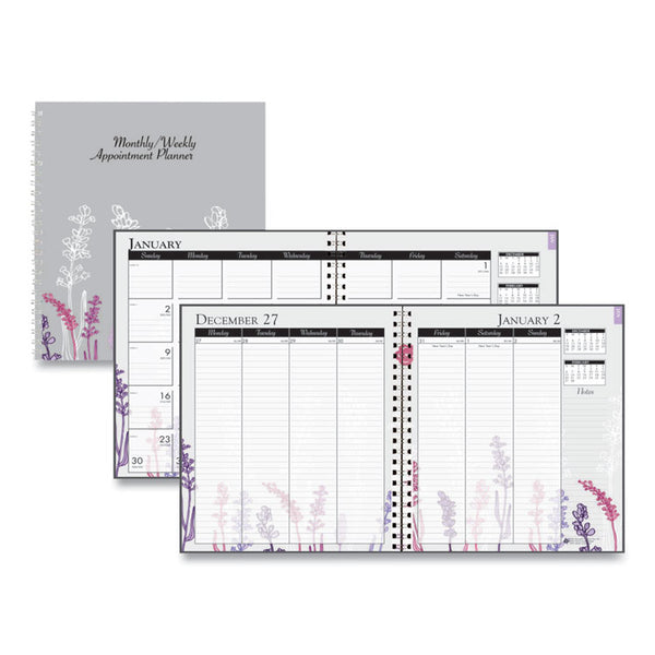 House of Doolittle™ Recycled Wild Flower Weekly/Monthly Planner, Wild Flowers Artwork, 9 x 7, Gray/White/Purple Cover, 12-Month (Jan-Dec): 2026 (HOD295674) Each