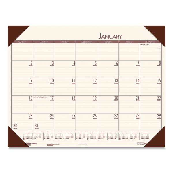 House of Doolittle™ EcoTones Recycled Monthly Desk Pad Calendar, 22 x 17, Moonlight Cream Sheets, Brown Corners, 12-Month (Jan to Dec): 2026 (HOD12441) Each