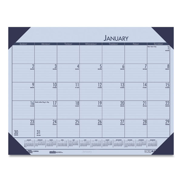 House of Doolittle™ EcoTones Recycled Monthly Desk Pad Calendar, 22 x 17, Sunset Orchid Sheets, Cordovan Corners, 12-Month (Jan to Dec): 2026 (HOD12473) Each