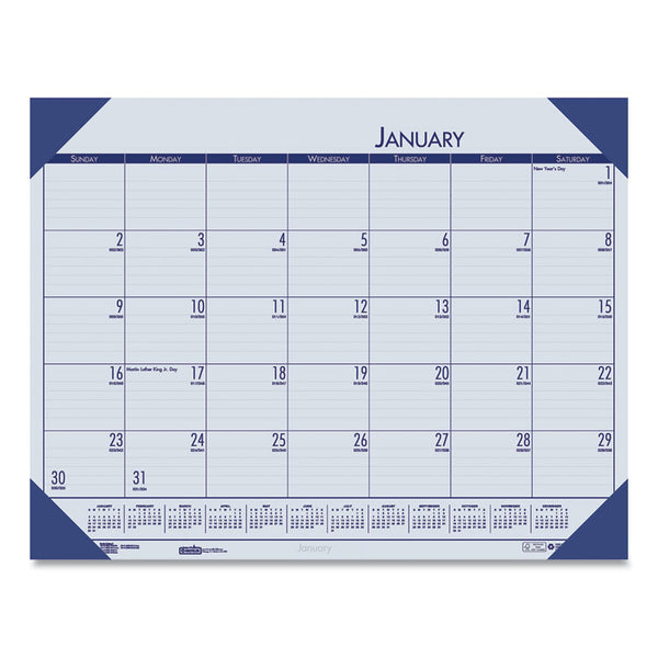House of Doolittle™ EcoTones Recycled Monthly Desk Pad Calendar, 18.5 x 13, Ocean Blue Sheets/Corners, Black Binding, 12-Month (Jan to Dec): 2026 (HOD124640) Each