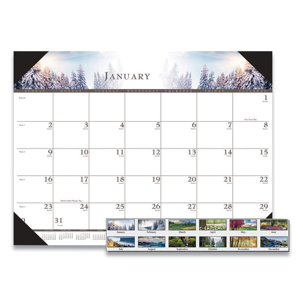 House of Doolittle™ Recycled Full-Color Monthly Desk Pad Calendar, Nature Photography, 22 x 17, Black Binding/Corners,12-Month (Jan to Dec): 2026 (HOD140HD) Each