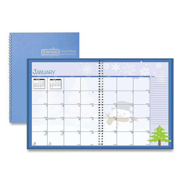 House of Doolittle™ Seasonal Monthly Planner, Illustrated Seasons Artwork, 10 x 7, Light Blue Cover, 12-Month (Jan to Dec): 2026 (HOD23908) Each