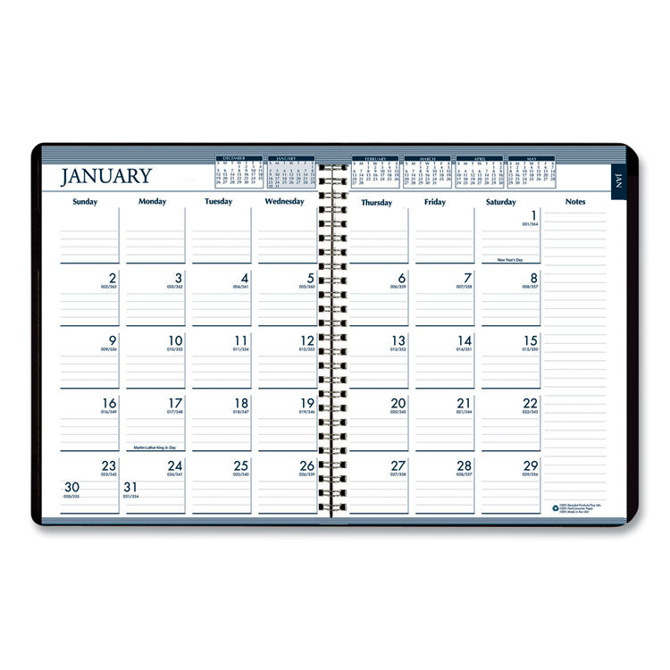House of Doolittle™ Recycled Monthly Weekly 7 Day Planner, 8.75 x 6.88, Black Cover, 12-Month (Jan to Dec): 2026 (HOD286802) Each