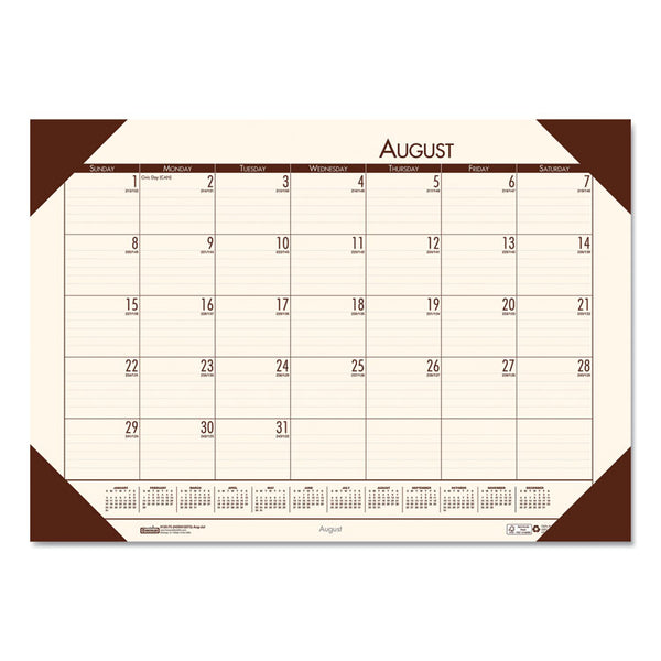 House of Doolittle™ EcoTones Recycled Academic Desk Pad Calendar, 18.5 x 13, Cream Sheets, Brown Corners, 12-Month (Aug to July): 2025 to 2026 (HOD012541) Each