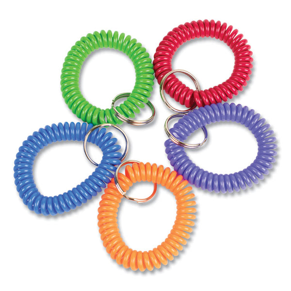 CONTROLTEK® Wrist Key Coil Key Organizers, Blue/Green/Orange/Purple/Red, 10/Pack (CNK565104)