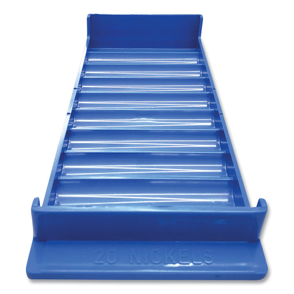 CONTROLTEK® Stackable Plastic Coin Tray, 10 Compartments, Stackable, 3.75 x 10.5 x 1.5, Blue, 2/Pack (CNK560561)