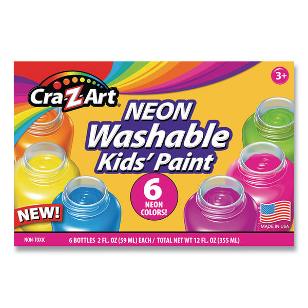 Cra-Z-Art® Neon Washable Kids' Paint, 6 Assorted Neon Colors, 2 oz Bottle, 6/Pack (CZA106466) Each