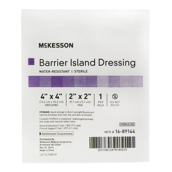 McKesson Barrier Island Composite Dressing 4 X 4 Inch Square Sterile Water Resistant Film Backing (488920_BX) 25/BX