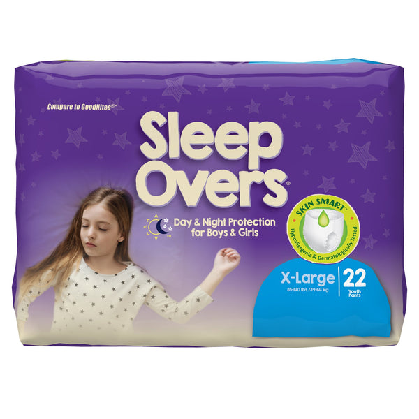 Cuties® Sleep Overs® Unisex Youth Absorbent Underwear Pull On with Tear Away Seams X-Large Disposable Heavy Absorbency (811511_CS) 88/CS