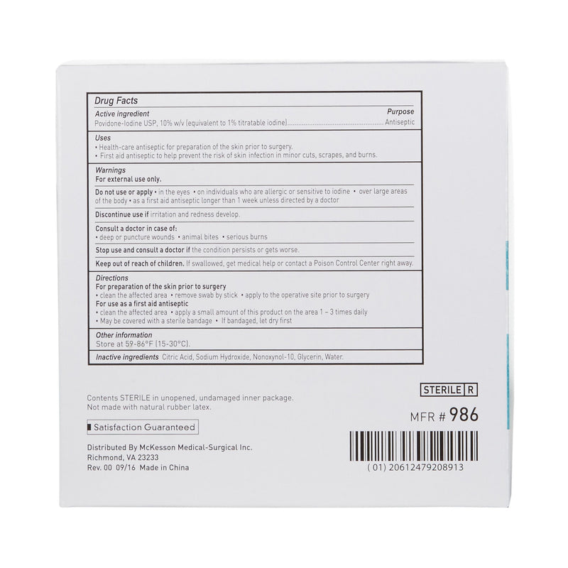 McKesson Impregnated Swabstick 10% Strength Povidone-Iodine Individual Packet Sterile (854752_BX) 50/BX