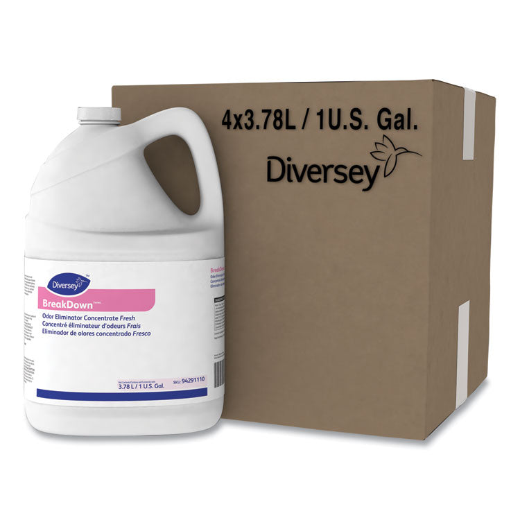 Diversey™ Breakdown Odor Eliminator, Cherry Almond Scent, Liquid, 1 gal Bottle, 4/Carton (DVO94355110)
