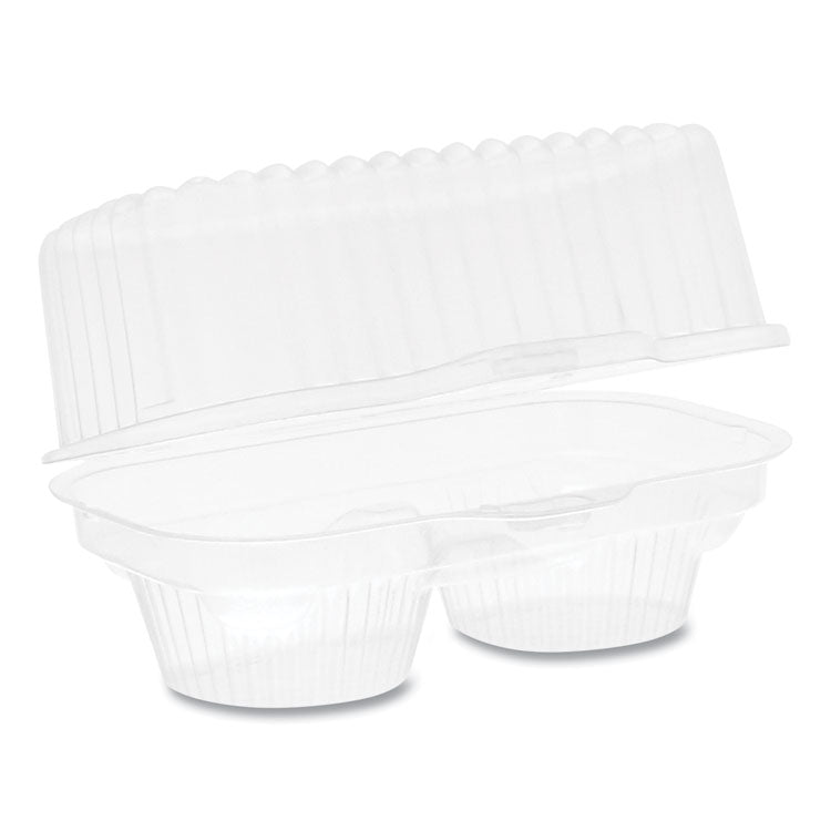 Pactiv Evergreen ClearView Bakery Cupcake Container, 2-Compartment, 6.75 x 4 x 4, Clear, Plastic, 100/Carton (PCT2002) Case of 100