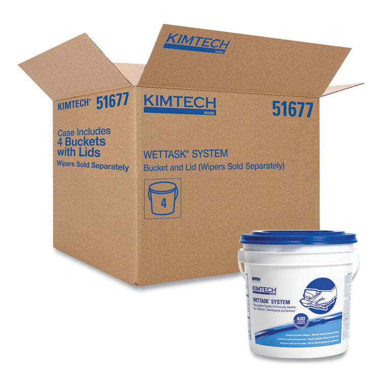 WypAll® WetTask Customizable Wet Wiping System Bucket, White/Blue, 4/Carton (KCC51677) Case of 4