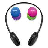 Maxell® Kids Safe Headphones with Inline Microphone, 4 ft Cord, Black with Interchangeable Pink/Blue/Silver Caps (MAX195004) Each