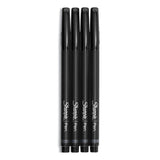 Sharpie® Water-Resistant Ink Porous Point Pen, Stick, Fine 0.4 mm, Black Ink, Black Barrel, 4/Pack (SAN1742661) Pack of 4