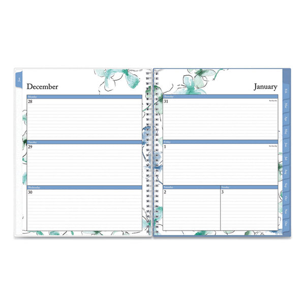 Lindley Weekly/Monthly Planner, Floral Artwork, 11 x 8.5, White/Blue/Green Cover, 12-Month (Jan to Dec): 2025 (BLS100654) Each