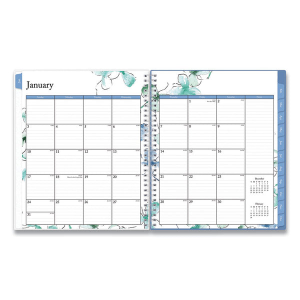 Lindley Monthly Planner, Floral Artwork, 10 x 8, White/Blue/Green Cover, 12-Month (Jan to Dec): 2025 (BLS101582) Each