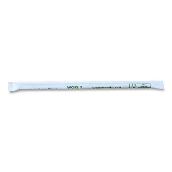 World Centric® Sustainable Kraft Paper Straws, Wrapped, 8", Natural, 6,000/Carton (WORSTPA8WK) Case of 6000