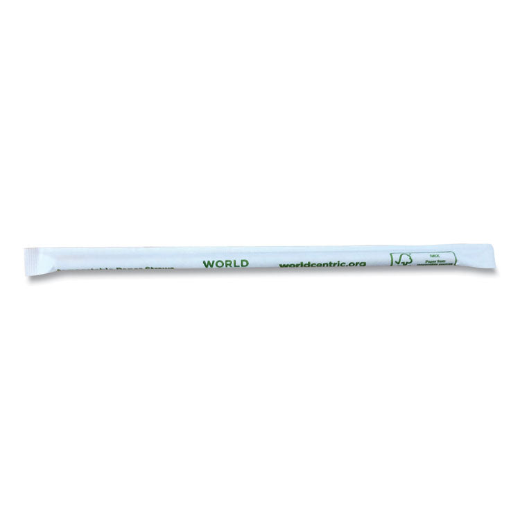 World Centric® Sustainable Kraft Paper Straws, Wrapped, 8", Natural, 6,000/Carton (WORSTPA8WK) Case of 6000