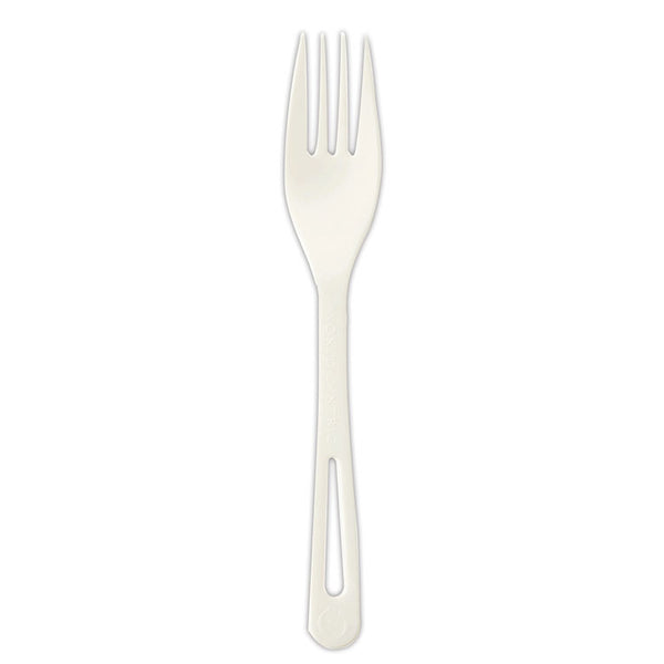 World Centric® TPLA Compostable Cutlery, Fork, 6.3", White, 1,000/Carton (WORFOPS6)