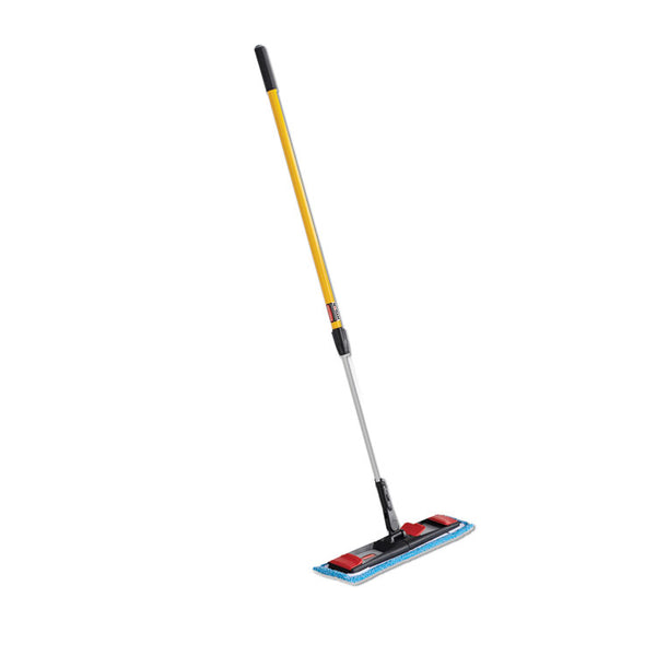 Rubbermaid® Commercial Adaptable Flat Mop Kit, 19.5 x 5.5 Blue Microfiber Head, 48" to 72" Yellow Aluminum Handle (RCP2132426)