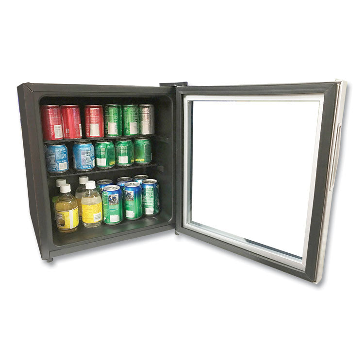 Avanti 1.6 Cu. Ft. Refrigerator/Beverage Cooler, 18.25 x 17.25 x 20, Black/Platinum Trim Glass Door (AVAARBC17T2PG) Each