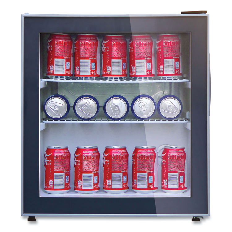 Avanti 1.6 Cu. Ft. Refrigerator/Beverage Cooler, 18.25 x 17.25 x 20, Black/Platinum Trim Glass Door (AVAARBC17T2PG) Each