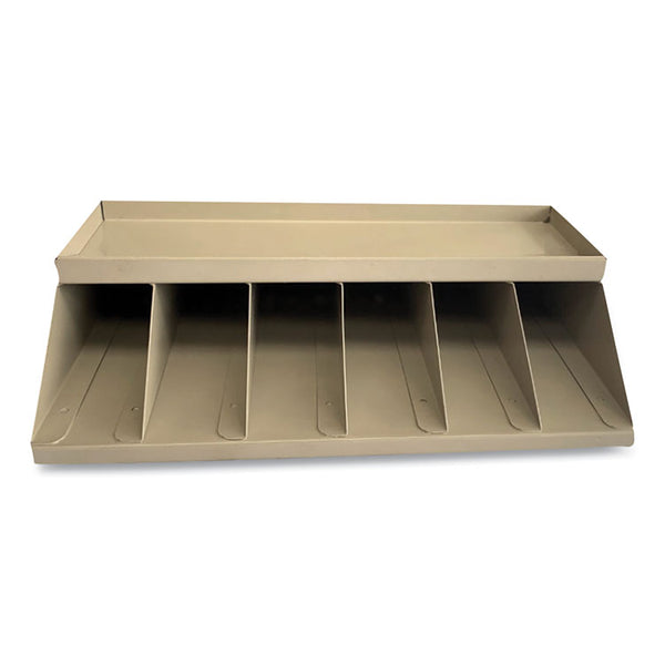 CONTROLTEK® Coin Wrapper and Bill Strap Single-Tier Rack, 6 Compartments, 10 x 8.5 x 3, Steel, Pebble Beige (CNK500014)