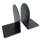 Huron Steel Bookends, Contemporary Style, Nonskid Base, 4.75 x 5.5 x 7.25, Black, Pair (CTXHASZ0095) 1 Pair