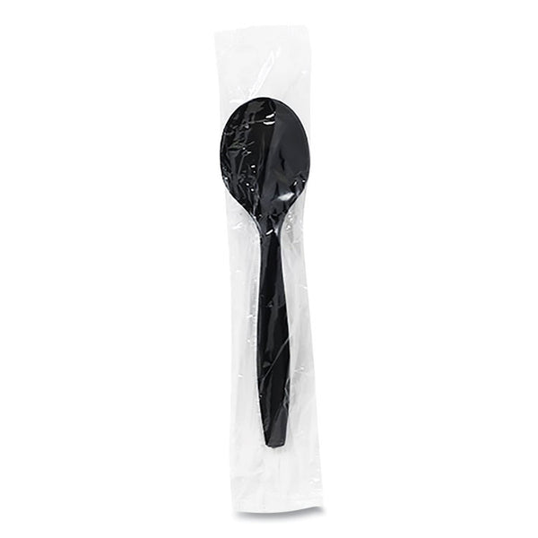 Dixie® Individually Wrapped Heavyweight Soup Spoons, Polypropylene, Black, 1,000/Carton (DXEPSH53C)