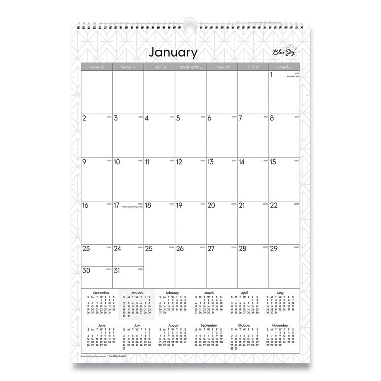 Blue Sky® Enterprise Wall Calendar, Geometric Artwork, 12 x 17, White/Gray Sheets, 12-Month (Jan to Dec): 2026 (BLS117373) Each