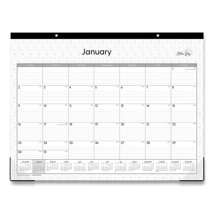 Enterprise Desk Pad, Geometric Artwork, 22 x 17, White/Gray Sheets, Black Binding, Clear Corners, 12-Month (Jan to Dec): 2025 (BLS111294) Each