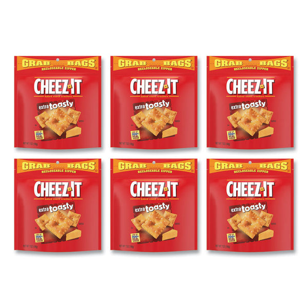 Cheez-It® Baked Snack Crackers, Extra Toasty Cheese, 7 oz Bag, 6/Carton (KEB11791)
