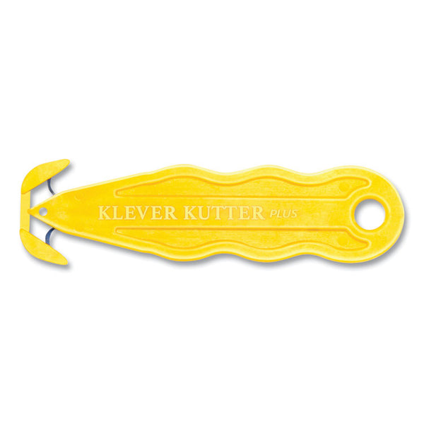 Klever Kutter™ Kurve Blade Plus Safety Cutter, 5.75" Plastic Handle, Yellow, 10/Box (KLVPLS100Y) Pack of 10
