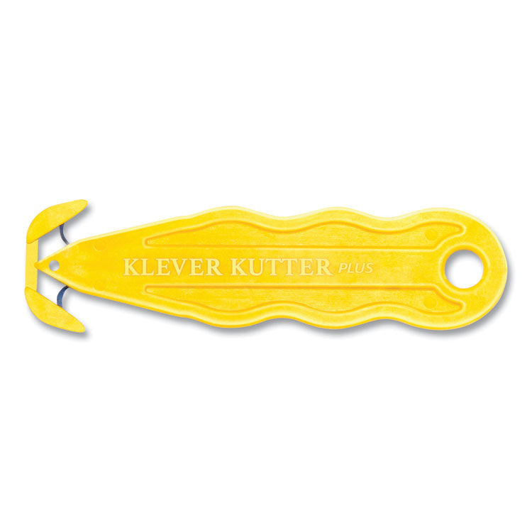 Klever Kutter™ Kurve Blade Plus Safety Cutter, 5.75" Plastic Handle, Yellow, 10/Box (KLVPLS100Y) Pack of 10