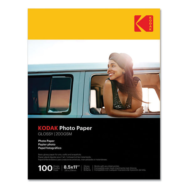 Kodak Photo Paper, 8 mil, 8.5 x 11, Glossy White, 100/Pack (KOD41183)