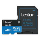 Lexar™ microSDXC Memory Card, UHS-I U1 Class 10, 64 GB (LXRMI64GBBNL633) Each