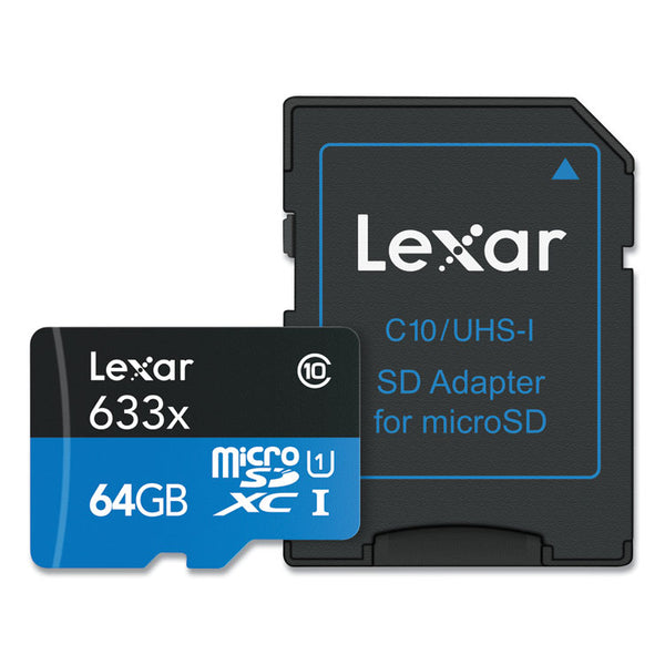 Lexar™ microSDXC Memory Card, UHS-I U1 Class 10, 64 GB (LXRMI64GBBNL633) Each