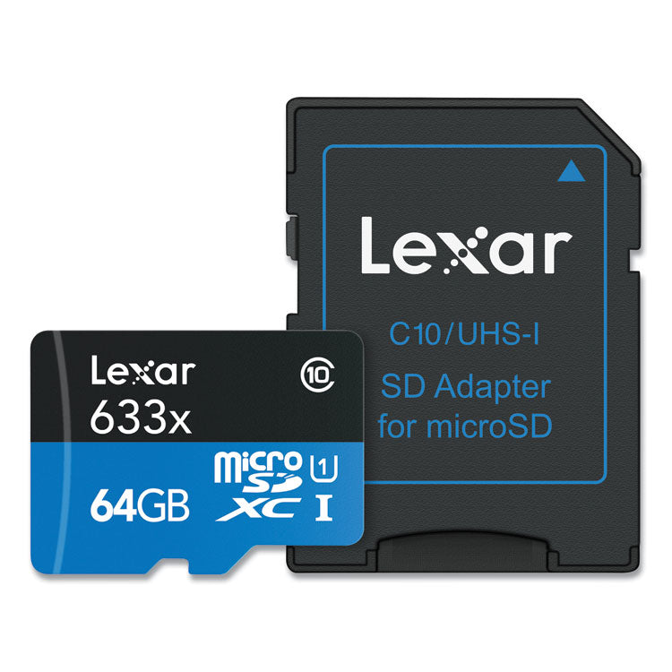 Lexar™ microSDXC Memory Card, UHS-I U1 Class 10, 64 GB (LXRMI64GBBNL633) Each
