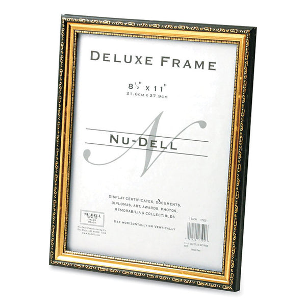 NuDell™ Deluxe Document and Photo Frame, Molded Styrene/Plastic, 8.5 x 11 Insert, Gold/Black (NUD17500)