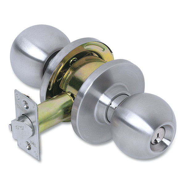 Tell® Heavy Duty Commercial Storeroom Knob Lockset, Stainless Steel Finish (PFQCL100045) Each