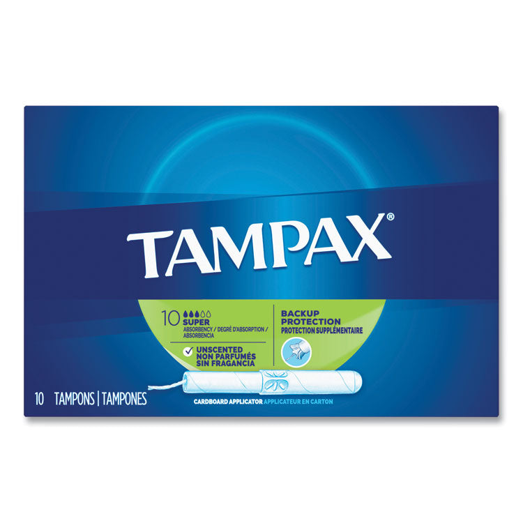 Tampax® Cardboard Applicator Tampons, Super, 10/Box (PGC31409)