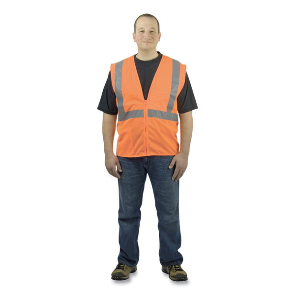 PIP ANSI Class 2 Four Pocket Zipper Safety Vest, Polyester Mesh, Large, Hi-Viz Orange (PID302MVGZ4PORL) Each