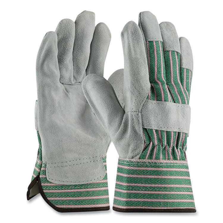 PIP Bronze Series Leather/Fabric Work Gloves, Large (Size 9), Gray/Green, 12 Pairs (PID836563L) 1 Dozen