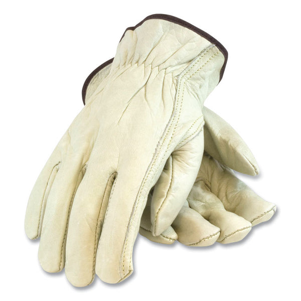 PIP Economy Grade Top-Grain Cowhide Leather Drivers Gloves, Medium, Tan (PID68162M) 1 Pair